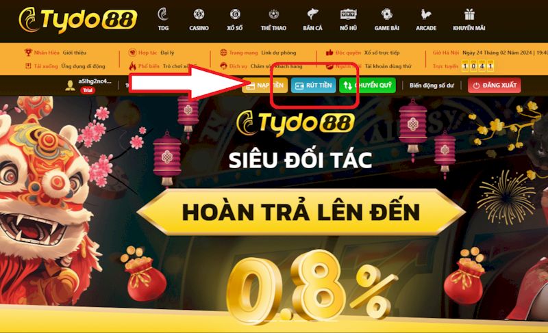 Hướng dẫn cách rút tiền Tydo88 tường tận